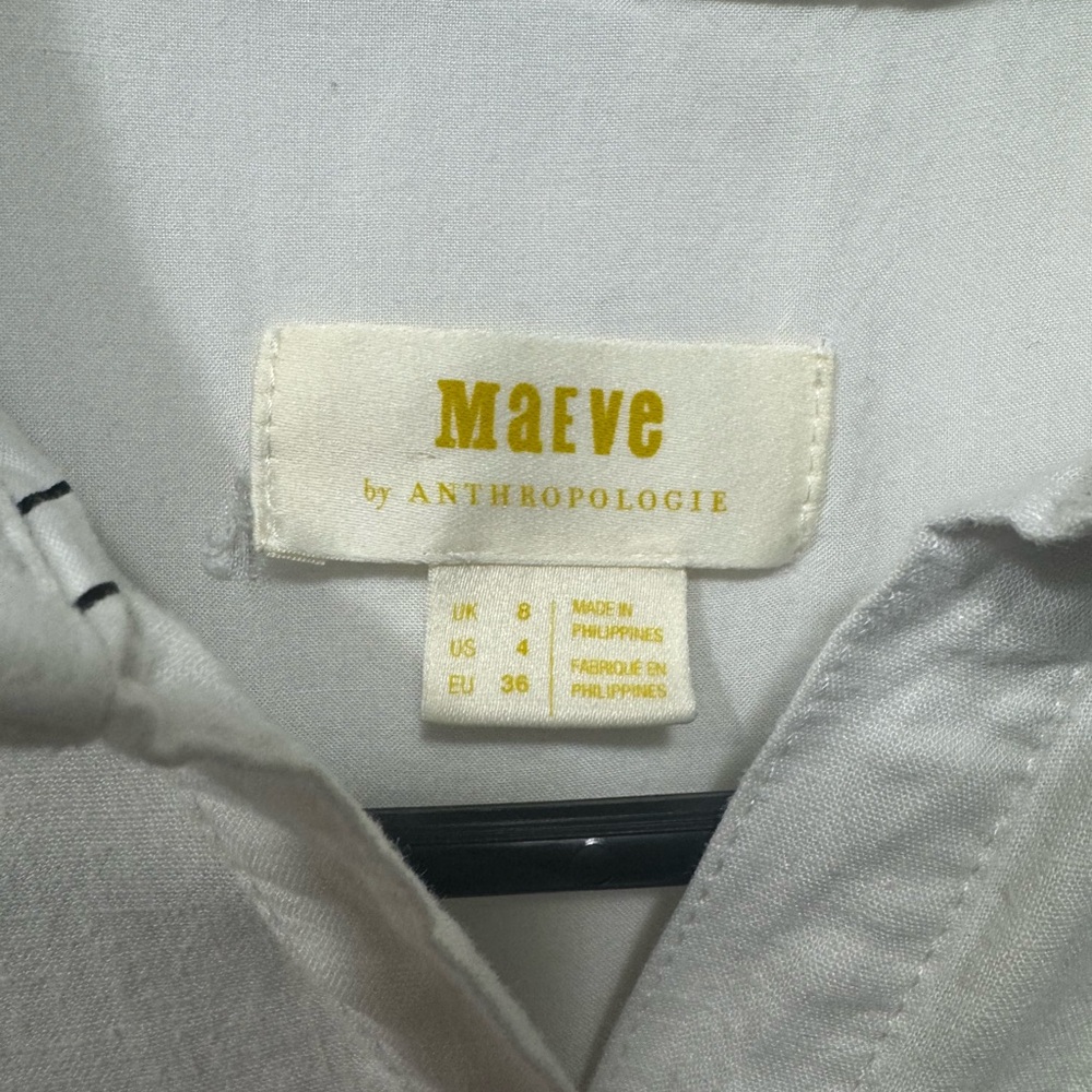 Anthropologie Maeve Elspeth Linen Blend Button Front Shirtdress White Size 4 - Picture 5 of 11
